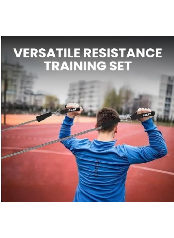 جوت  أحزمة مقاومة أنبوبية فاخرة بمقابض من G.O.A.T - طقم من 5 قطع مع مثبت للباب وأحزمة للكاحل - أنابيب تمارين متينة للتمارين المنزلية (مستويات مقاومة متعددة) - Image 2