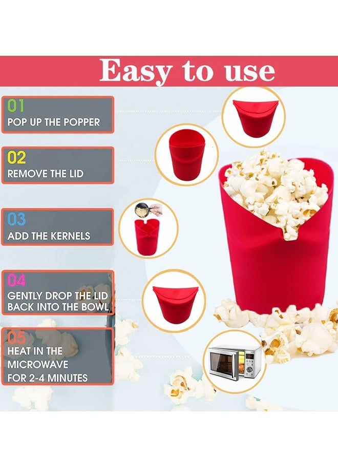 آلة صنع الفشار الأصلية للميكروويف، وعاء قابل للطي من السيليكون، خالية من مادة BPA، آلة صنع الفشار بالهواء الساخن، لا تحتاج إلى زيت - Image 4