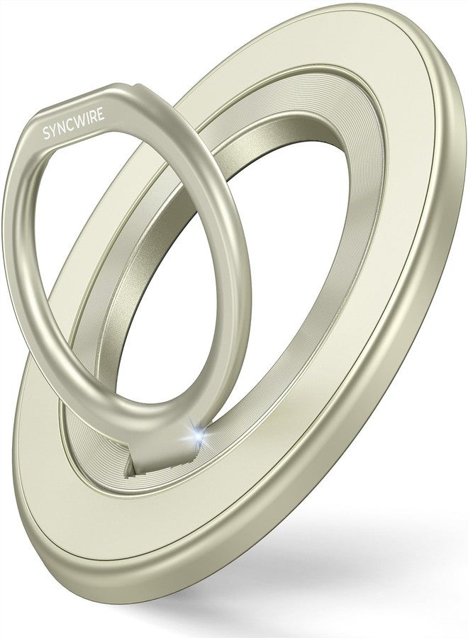 SYNCWIRE Magnetic Phone Ring Holder for MagSafe, Mobile Phone Grip Stand Finger Ring Kickstand, Double Sided Compatible with iPhone 16 Pro Max 15 14 13 12, Android, Yellow - Image 1