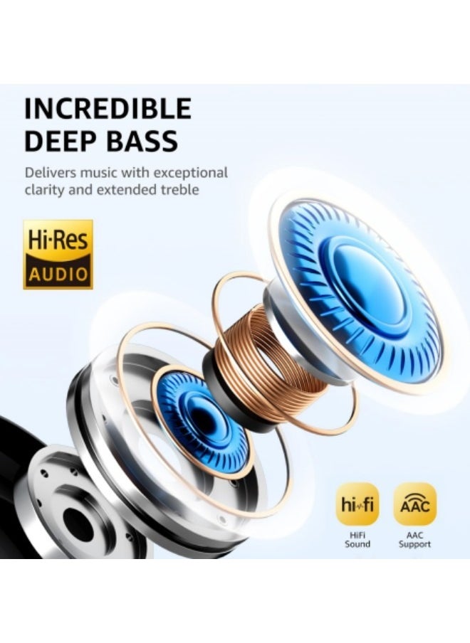 GGEROU Hybrid Active Noise Cancelling Headphones with Built-in Microphone, 40H Playing Time Hi-Res Audio & Deep Bass Bluetooth Wireless Over Ear Foldable Headphones Black  - Image 3
