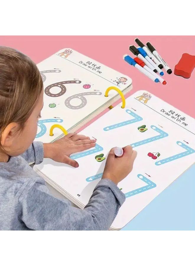 مجمودة كراسات التدريب السحري القابلة لإعادة الاستخدام - تمارين الخطوط الأساسية - تحكم في القلم - تعلم مهارات الكتابة - كراسة العمل التعليمية - Image 2