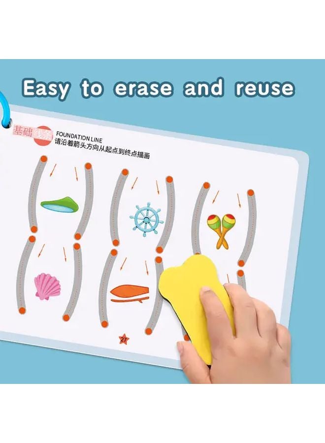 مجمودة كراسات التدريب السحري القابلة لإعادة الاستخدام - تمارين الخطوط الأساسية - تحكم في القلم - تعلم مهارات الكتابة - كراسة العمل التعليمية - Image 5