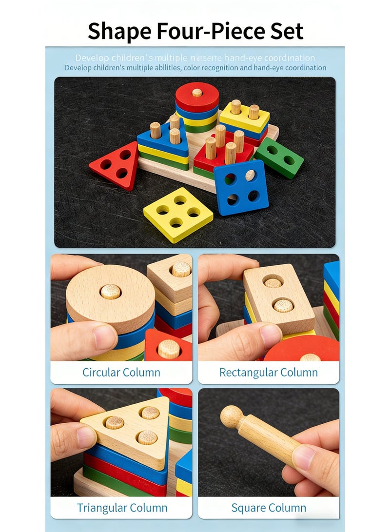 Uthriyya Montessori Toys for 1 2 3 Year Old Boy Girl, Toys for Ages 2-4 Toddlers Kids Baby, 1 2 Year Old Birthday Gifts, Wooden Learning Puzzles Shape Sorter Toy - Image 4