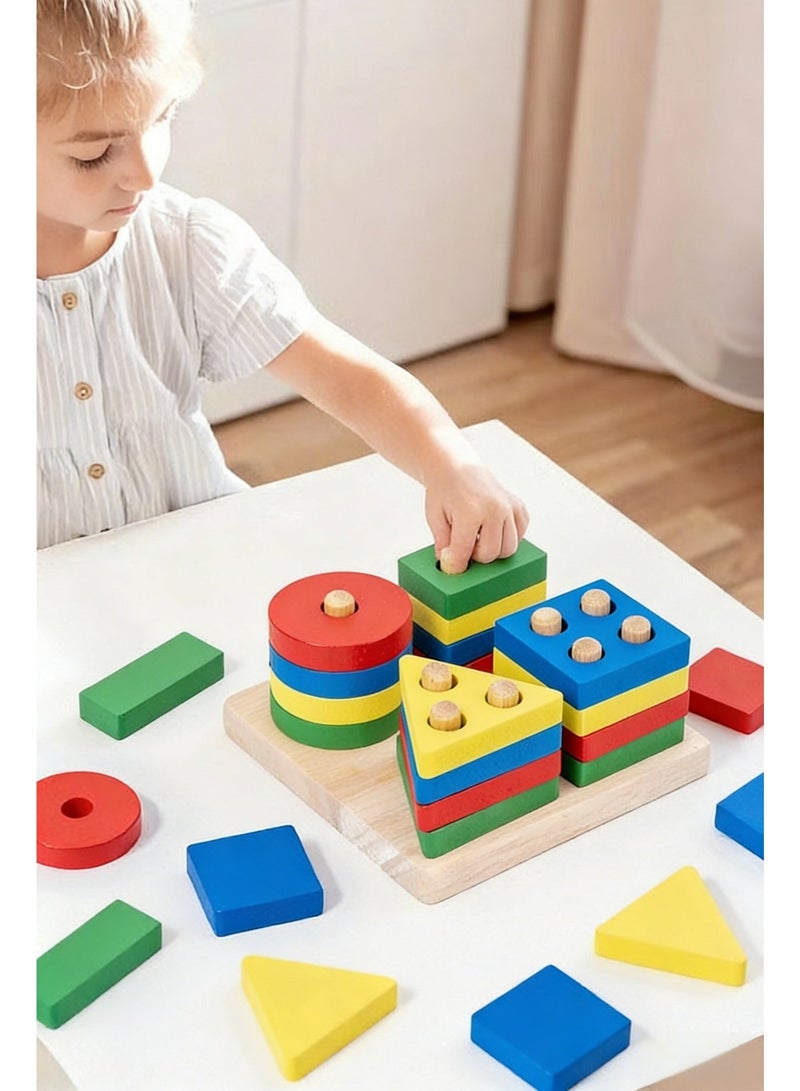 Uthriyya Montessori Toys for 1 2 3 Year Old Boy Girl, Toys for Ages 2-4 Toddlers Kids Baby, 1 2 Year Old Birthday Gifts, Wooden Learning Puzzles Shape Sorter Toy - Image 3