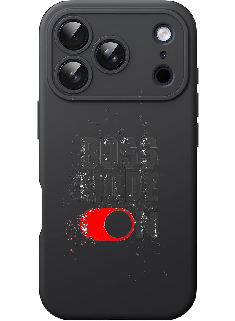 Theodor Protective Slim Fit Case Liquid Silicone Cover with Full Body Protection Anti-Scratch Shockproof Case For Apple iPhone 17 Pro Max (Black) Boss Mode - Image 1