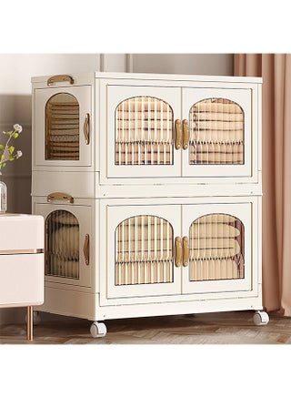 Kids Wardrobe Baby Closet Storage Organizer Portable Children Clothes Cabinet Storage Rack Toddler Dresser with Hanging Rod and Wheels for Boys Girls Clothing Nursery Armoire White - pzsku/Z8282F2DFD7F1EDCC6D4AZ/45/_/1699525290/ea9092b8-2838-4d4d-a627-4bf3d1764995