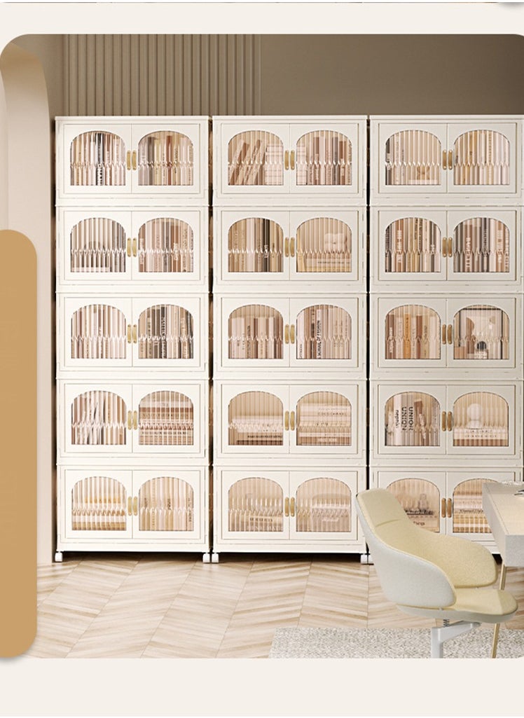 CityRiya-Long - Kids Wardrobe Baby Closet Storage Organizer Portable Children Clothes Cabinet Storage Rack Toddler Dresser with Hanging Rod and Wheels for Boys Girls Clothing Nursery Armoire White - Image 1