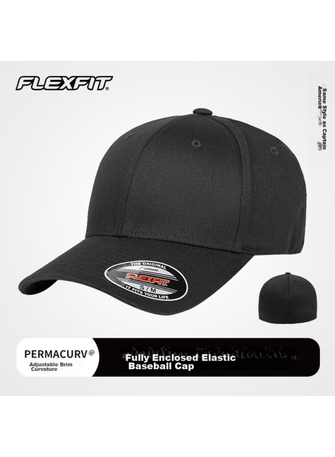 Flexfit American Hard Top Baseball Cap Uni High Top Fully Enclosed Large Head Cirference American Team Duck Tongue Cap Sun Hat - Image 5