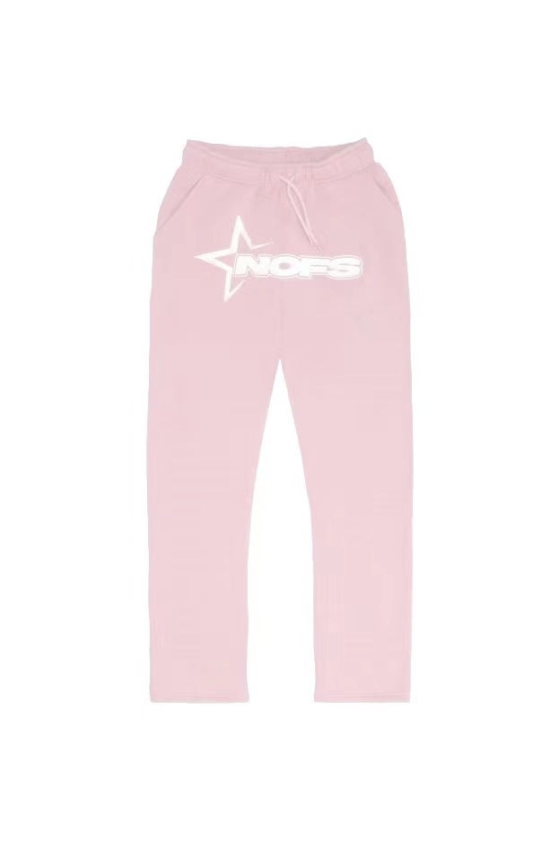 2023 fashion fashion brand letter print loose sweater trousers hip hop streetwear men and women pullover casual suit Pink pants