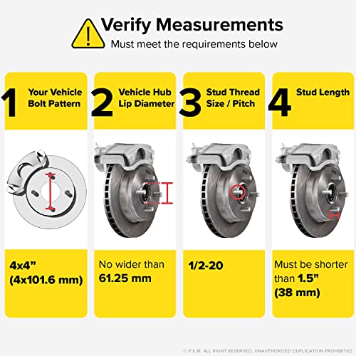 RockTrix 4x4 Wheel Spacers, 1.5 inch Thick Golf Cart Wheel Spacers Compatible with EZ GO EZGO Club Car, 1/2"x20 Studs Nuts, 4x101.6 to 4x101.6 Silver Adapters, 62mm Hub Bore, Set of 2 - Image 3