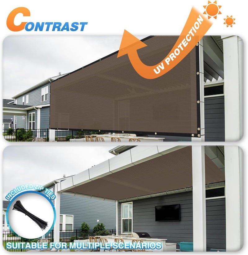 Tang Fence Privacy Screen Brown 4 Feet x 20 Feet Outdoor Shade Cloth with Grommets, 150 GSM Temporary Fence Cover with Zipties Mesh Netting Fences Blockage for Backyard Garden Patio Chain Link - Image 5