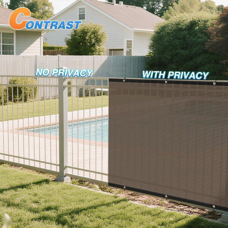 Tang Fence Privacy Screen Brown 4 Feet x 20 Feet Outdoor Shade Cloth with Grommets, 150 GSM Temporary Fence Cover with Zipties Mesh Netting Fences Blockage for Backyard Garden Patio Chain Link - Image 2