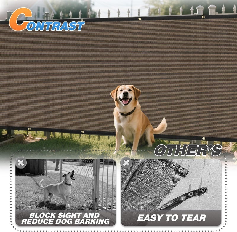 Tang Fence Privacy Screen Brown 4 Feet x 20 Feet Outdoor Shade Cloth with Grommets, 150 GSM Temporary Fence Cover with Zipties Mesh Netting Fences Blockage for Backyard Garden Patio Chain Link - Image 4