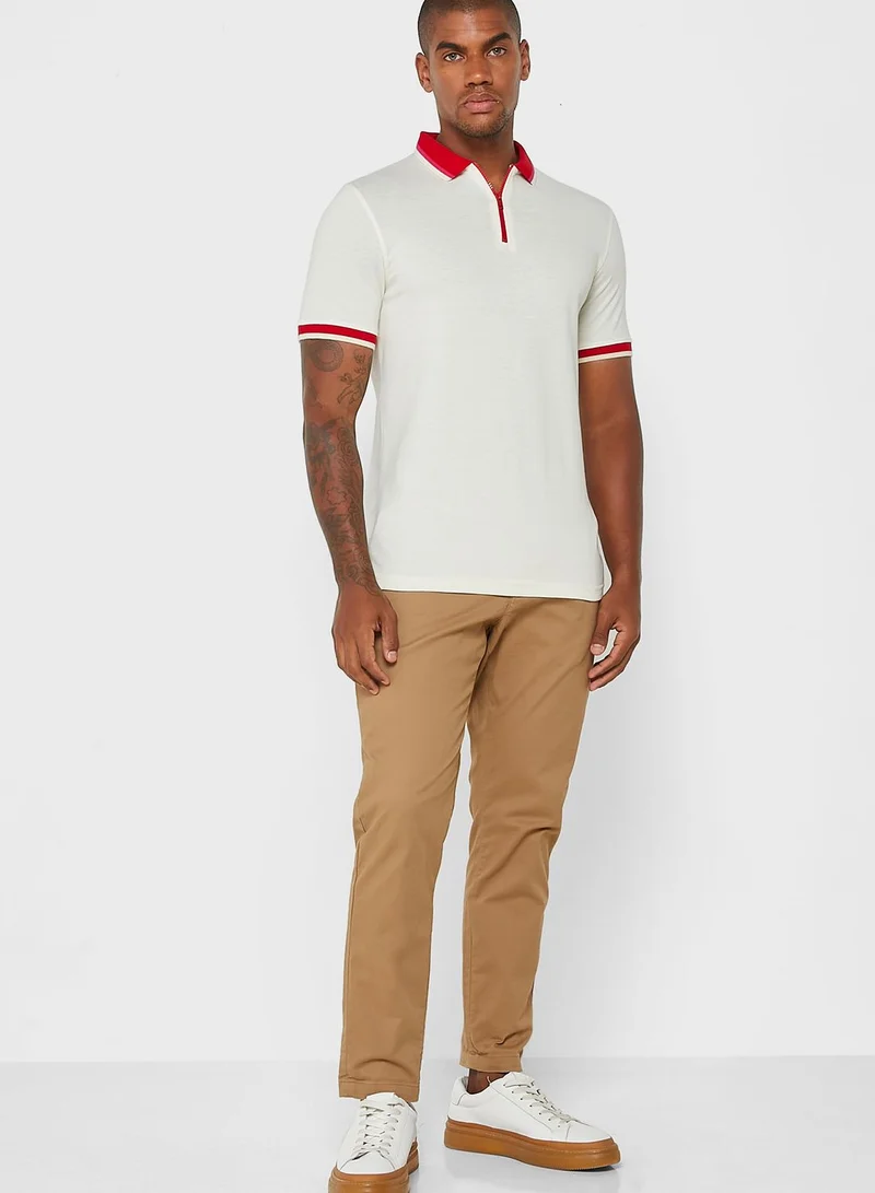 Robert Wood Zip Neck Polo Shirt