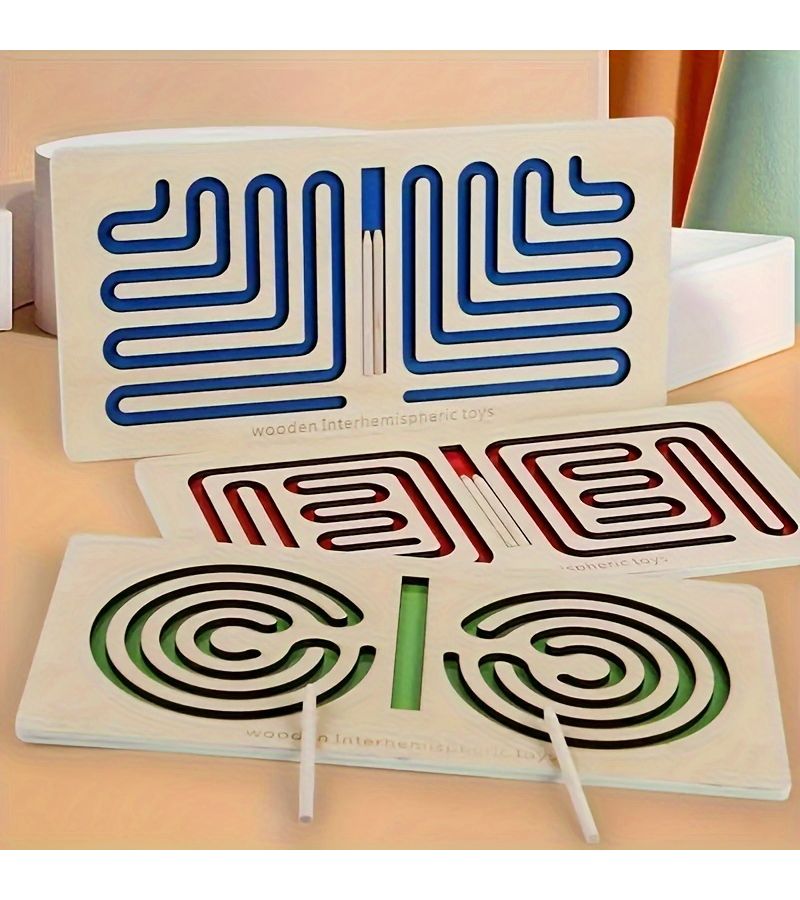 Blue Wooden Brain Development Toy Pen Trajectory Training Educational Aid - Image 5