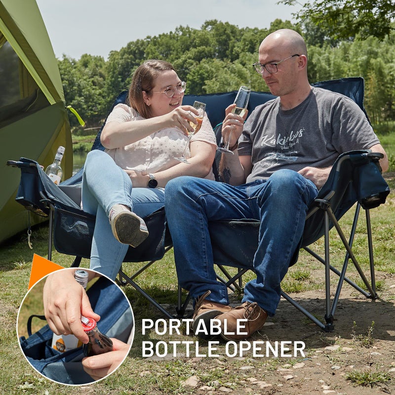 Timber Ridge Double Camping Chair, Heavy Duty Outdoor Folding Camp Couch, Loveseat Camping Chairs Perfect for Campsites, Patio/Lawn, Soccer Games or Other Youth Sports, Supports 600 lbs - Image 5