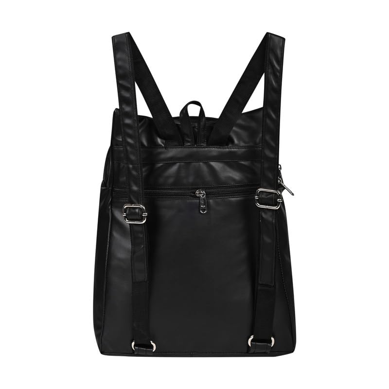 ABLEÂ® Wave Backpack for Womens,Girls,Kids,Female. Pu Leatherette Fabric Travelling Outdoor, Picnic,School, College Office Work Casual Daily use Backpack.(Black) - Image 2