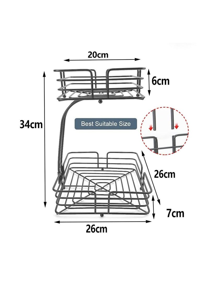 ميكسد مزدوجة كونترتوب مربع سلة الفاكهة والخضار وعاء تخزين مربع ، مع الموز شماعات ، أسود - Image 5