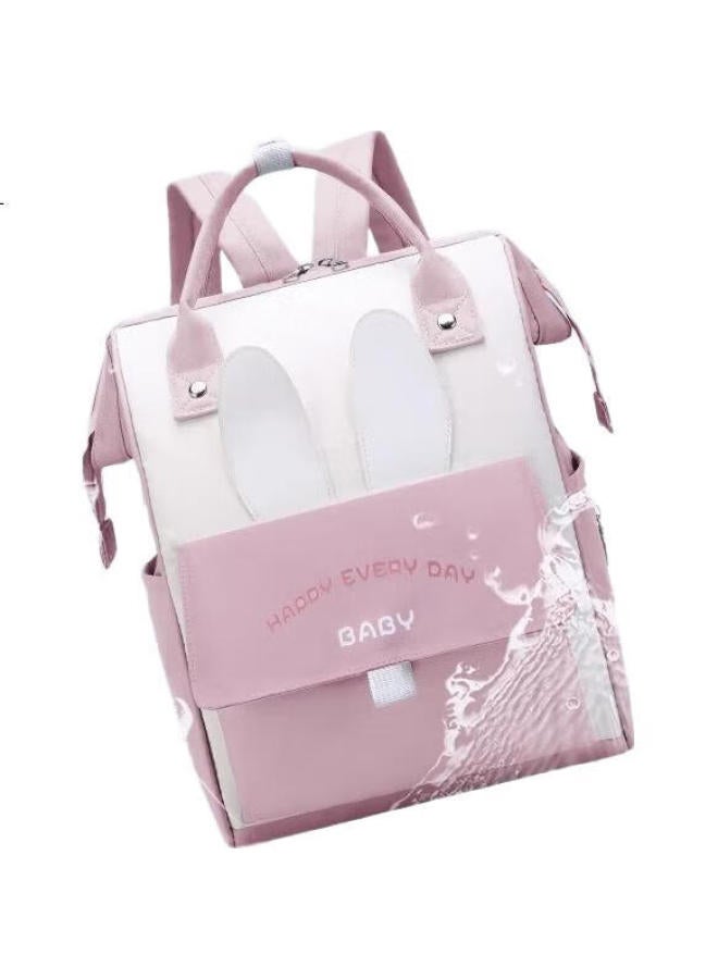 Fenye Mama Bag, Lightweight Maternity Backpack, Large Capacity, New Style Crossbody Bag For Breastfeeding Mothers, Pink And White - Image 1