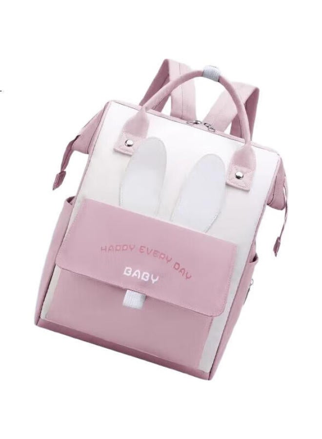 Fenye Mama Bag, Lightweight Maternity Backpack, Large Capacity, New Style Crossbody Bag For Breastfeeding Mothers, Pink And White - Image 3