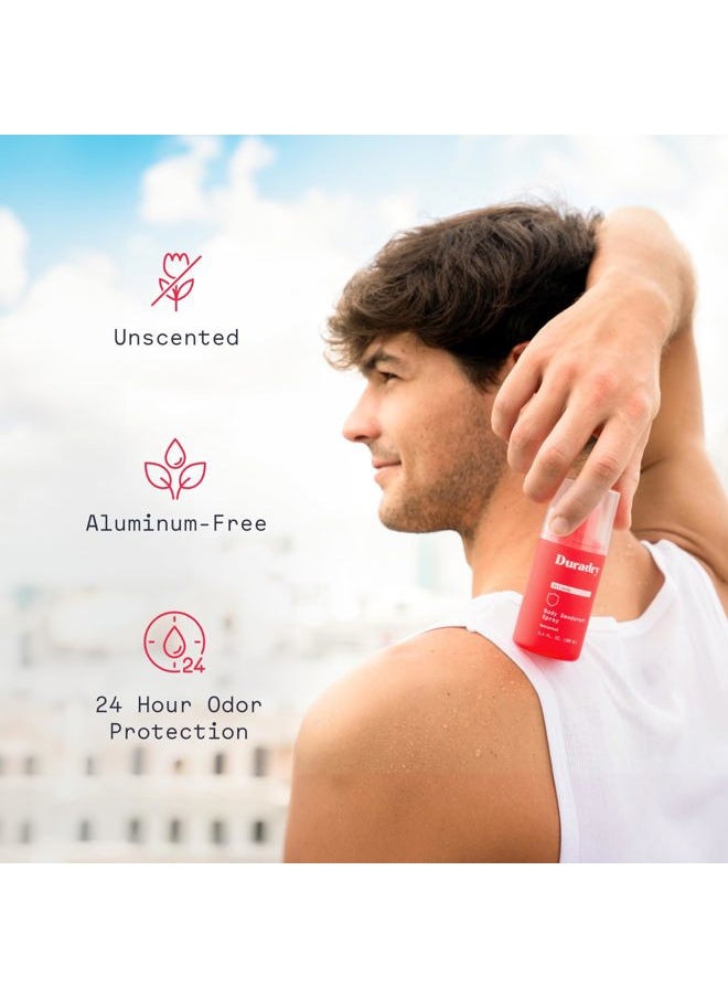 duradry - Aluminum-Free Whole Body Deodorant Spray for Men and Women - Unscented Deodorant for Whole Body, Natural Odor Neutralizer, Clear and Residue Free, Non-Staining, Cruelty-Free - 3.4 Fl Oz (Pack of 3) - Image 1