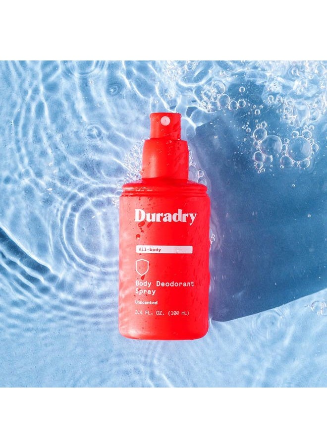 duradry - Aluminum-Free Whole Body Deodorant Spray for Men and Women - Unscented Deodorant for Whole Body, Natural Odor Neutralizer, Clear and Residue Free, Non-Staining, Cruelty-Free - 3.4 Fl Oz (Pack of 3) - Image 1