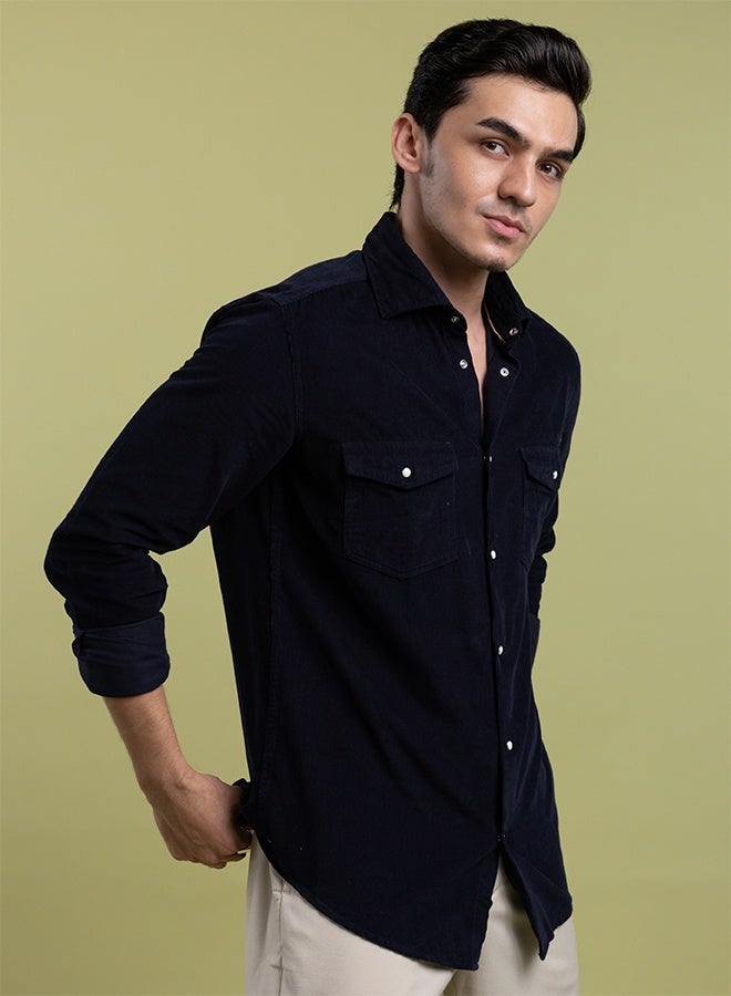 Mannerism The Midnight Corduroy Black Shirt with Luxuriously Soft Velvet Touch - Image 1