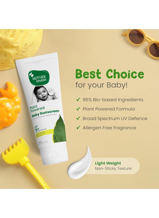 Mother Sparsh Natural Baby Sunscreen Lotion-100ml with SPF 30+ For UVA & UVB Protection | Plant derived 95% Bio Based Ingredients - Image 4