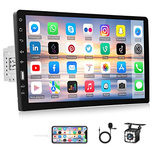 Camecho Single Din Car Stereo with Bluetooth 9 Inch HD Touch Screen Car Stereo with Backup Camera + External Microphone + FM MP5 Player Car Audio Receivers Support Mirror Link SWC USB EQ Car Radio - Image 1