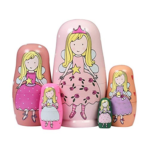HYCLES Nesting Dolls Russian Matryoshka Wood Stacking Nested Set for Kids Handmade Toys for Children Kids Christmas Birthday Decoration Halloween Wishing Gift - Image 1