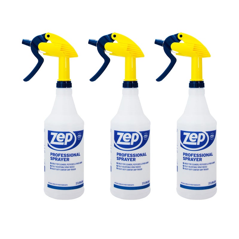 ZEP Professional Sprayer Bottle - 32 oz (Pack of 3) - HDPRO1 - Versatile Adjustable Nozzle Spray Bottles with a Fine Mist or Powerful Spray, Refillable for Diluted Concentrate - Image 1