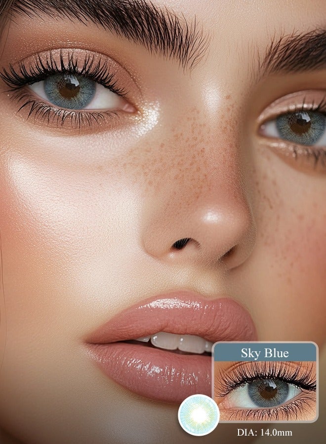 FreshLady Sky Blue Colored Contact Lenses 14.20mm – Fashion Cosmetic Lens, Moist Comfortable Daily Wear, Natural Enlarging Eye Effect - Image 1