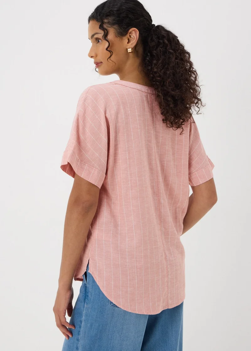 Matalan Pink Stripe Linen Blend Top