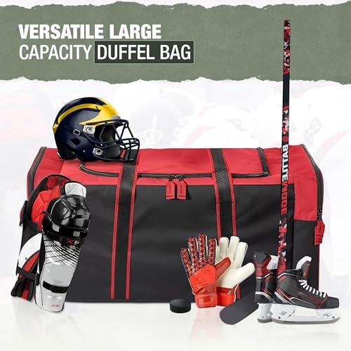 Jetstream Heavy Duty Multi Pocket Large Sports Gym Equipment 3-Pocket Travel Duffel Bag (Red, 32-Inch) - Image 5