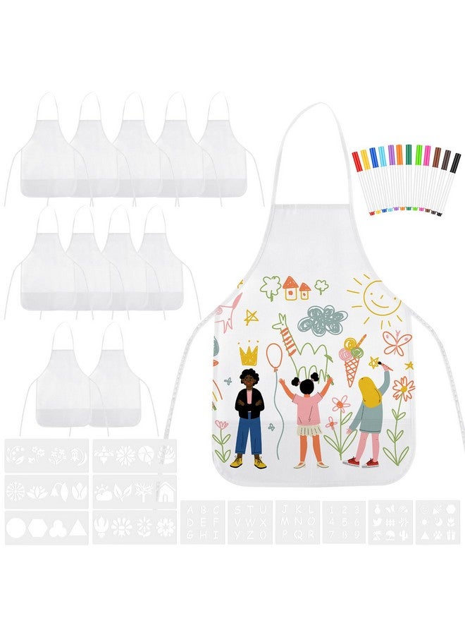 Morcheiong 36Pcs Diy Kid Aprons Set, Kids Painting Aprons With Colored Pen And Crafts Template For Handmade Craftsmanship Art Painting - Image 1