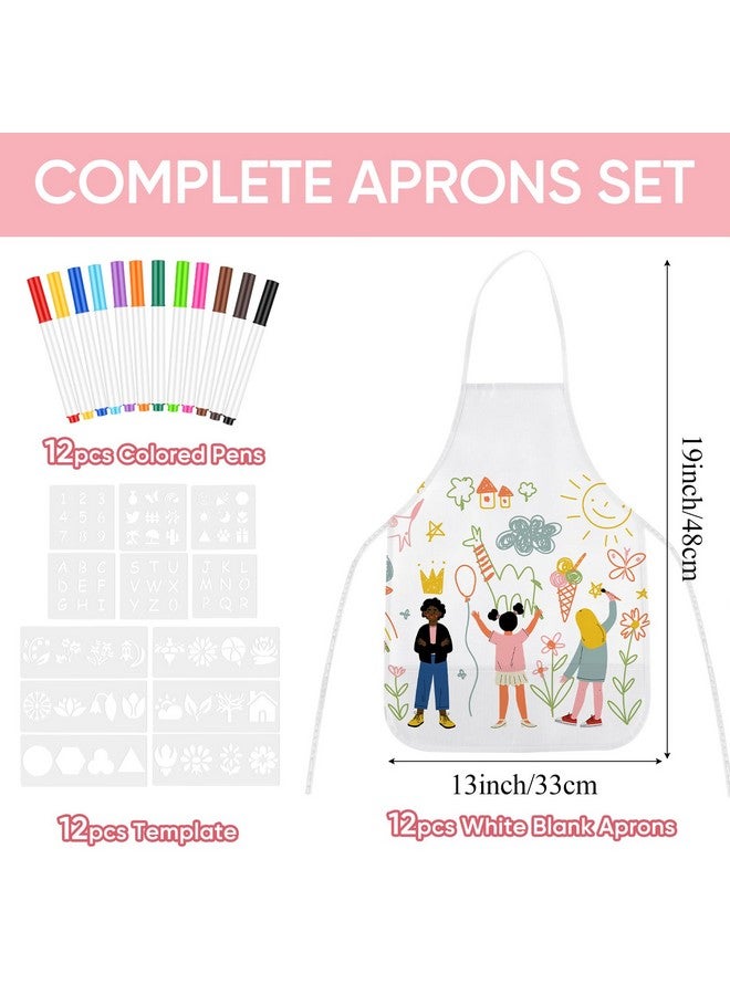 Morcheiong 36Pcs Diy Kid Aprons Set, Kids Painting Aprons With Colored Pen And Crafts Template For Handmade Craftsmanship Art Painting - Image 2