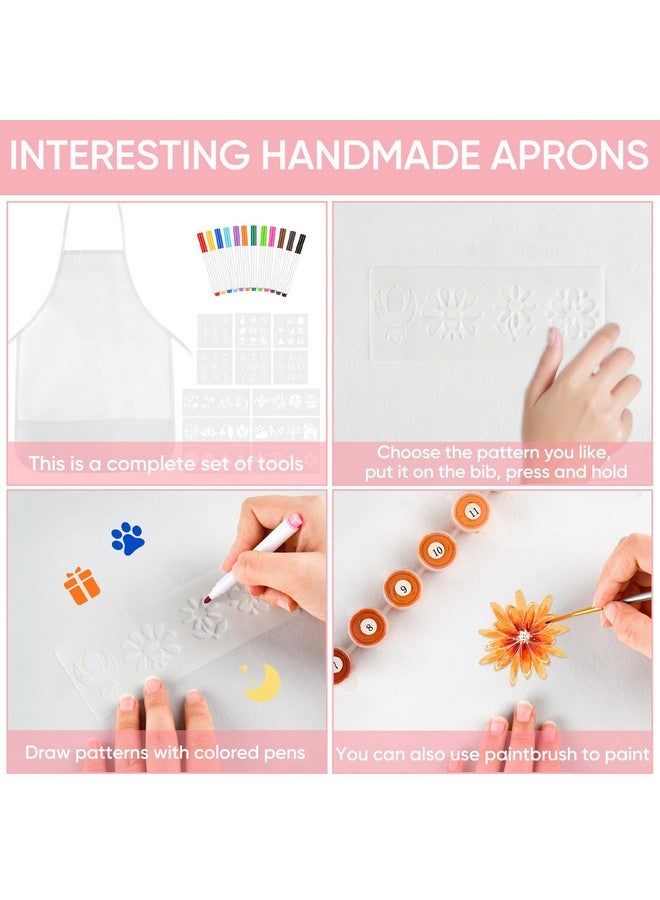 Morcheiong 36Pcs Diy Kid Aprons Set, Kids Painting Aprons With Colored Pen And Crafts Template For Handmade Craftsmanship Art Painting - Image 4