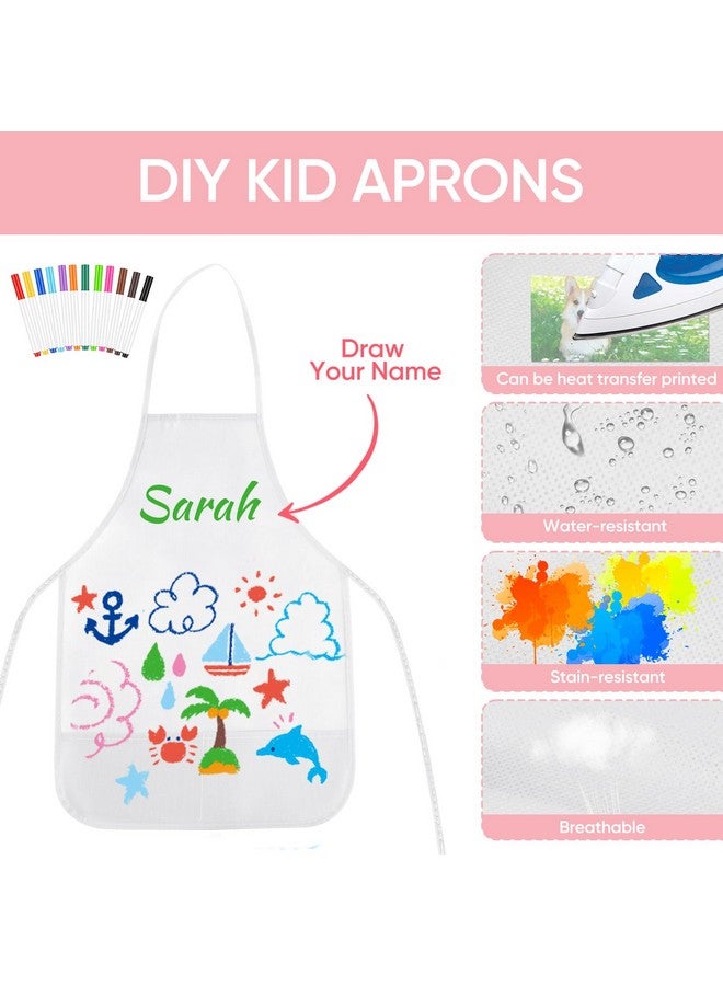 Morcheiong 36Pcs Diy Kid Aprons Set, Kids Painting Aprons With Colored Pen And Crafts Template For Handmade Craftsmanship Art Painting - Image 3