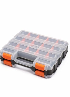 KASTWAVE Double Side Tools Organizer, Customizable Removable Plastic Dividers, Hardware Box Storage in a Slim Design, Excellent for Screws, Nuts, Small Parts, 34-Compartment, Black/Orange  - Image 1