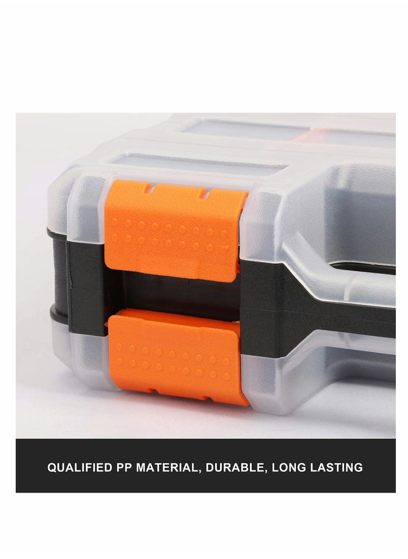 KASTWAVE - Double Side Tools Organizer, Customizable Removable Plastic Dividers, Hardware Box Storage in a Slim Design, Excellent for Screws, Nuts, Small Parts, 34-Compartment, Black/Orange - Image 1