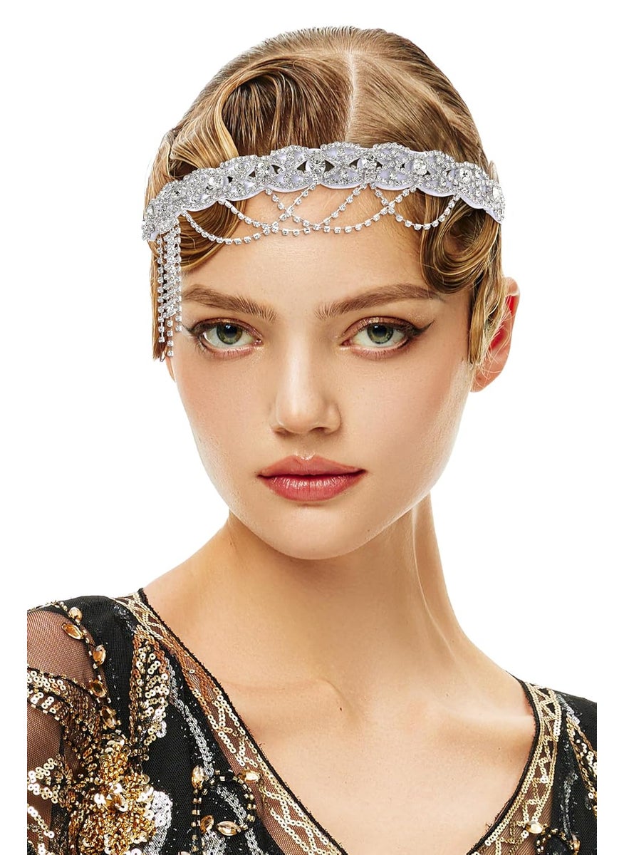 BABEYOND BABEYOND 1920s Flapper Headpiece Roaring 20s Headband Great Gatsby Headband Chain for Women Vintage Hair Accessory 