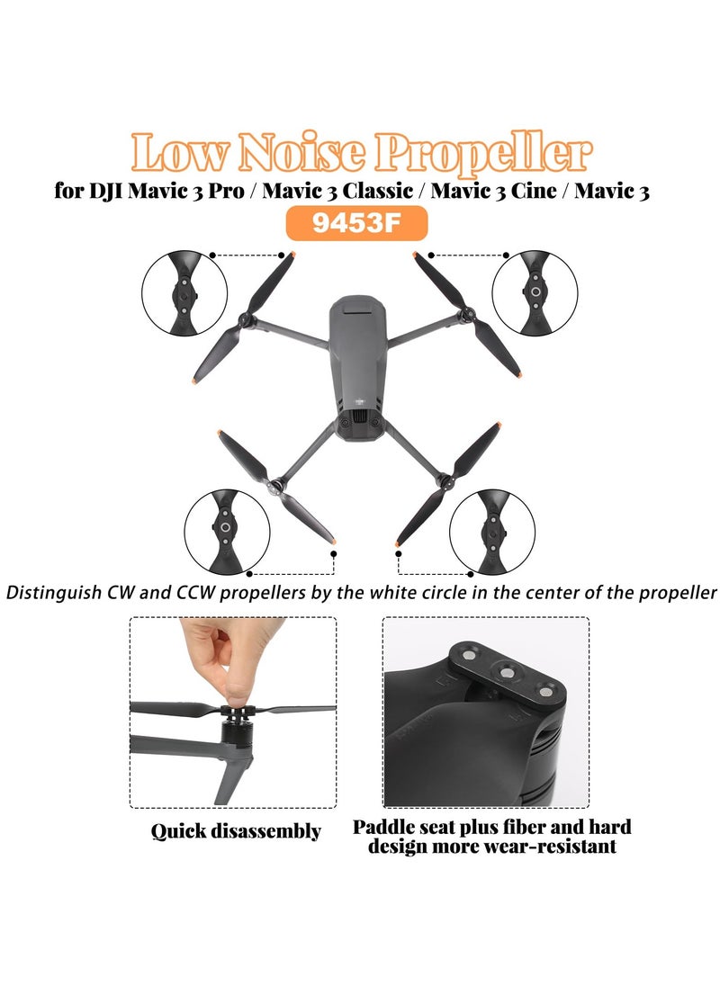 شفرة دافعة لجهاز DJI Mavic 3 Pro / Mavic 3 Cine / Mavic 3 / Mavic 3 كلاسيك، بديل شفرات الطائرة بدون طيار منخفضة الضوضاء CW و CCW ملحقات (8 عبوة)
