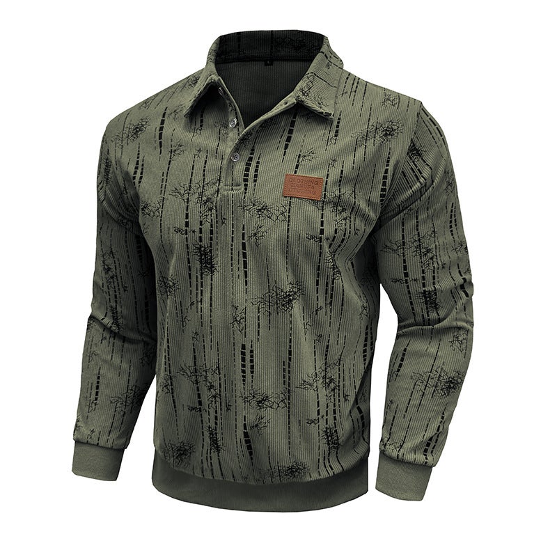 and Cross-Border Men''s Long-Sleeved Sweatshirt Fashion Brand Polo Shirt Autumn and Winter New Jacquard Lapel Top - Image 3