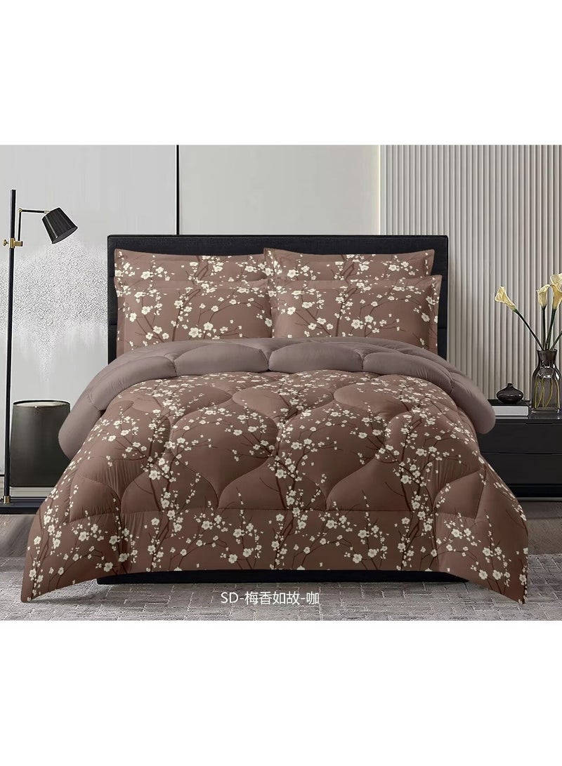 Brown Blossom Comforter Set 