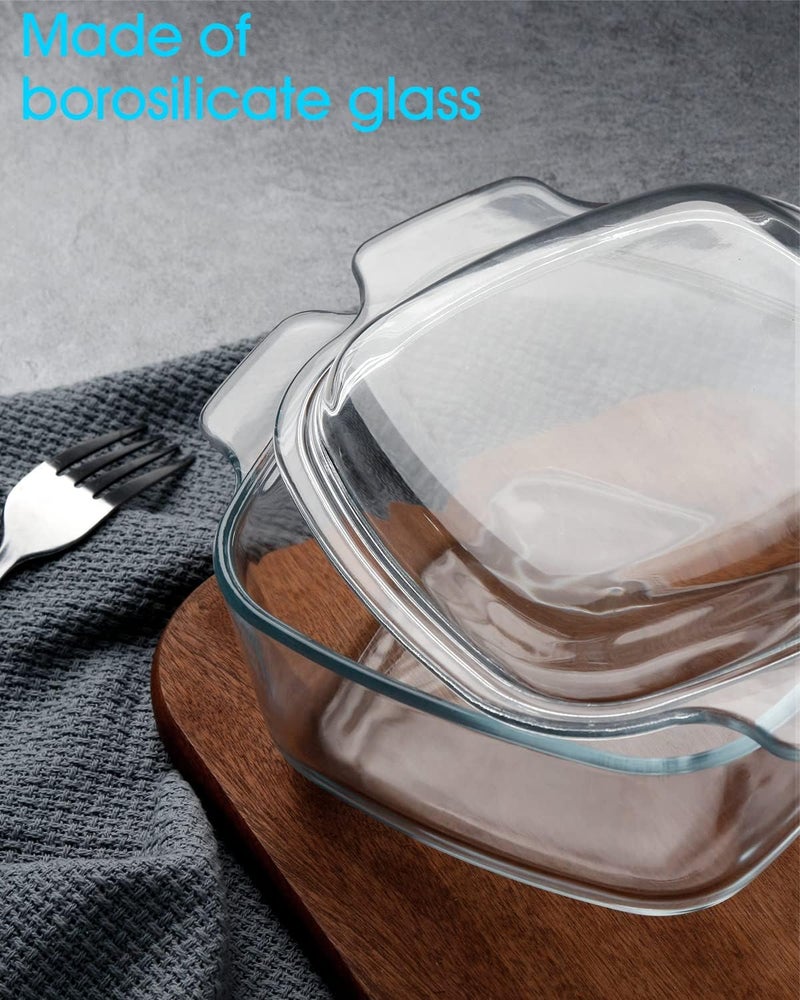 NUTRIUPS 1L Square Glass Casserole Dish with Lid, Mini Glass Casserole Cookware for Oven - Image 4