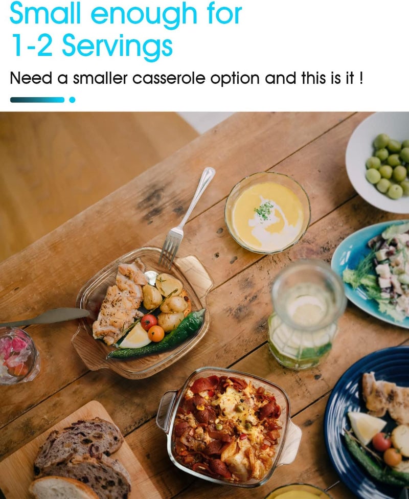 NUTRIUPS 1L Square Glass Casserole Dish with Lid, Mini Glass Casserole Cookware for Oven - Image 5