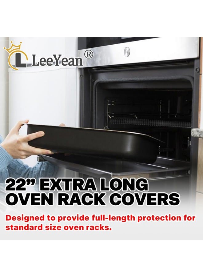 LeeYean Extra Long Oven Rack Shields 22 Inch, 4 Pack Heat Resistant Oven Guards for Racks, Food Grade Silicone Oven Rack Edge Protector, Full Length Fit on Standard-Sized Ovens, Prevents Hand and Arm Burns - Image 2