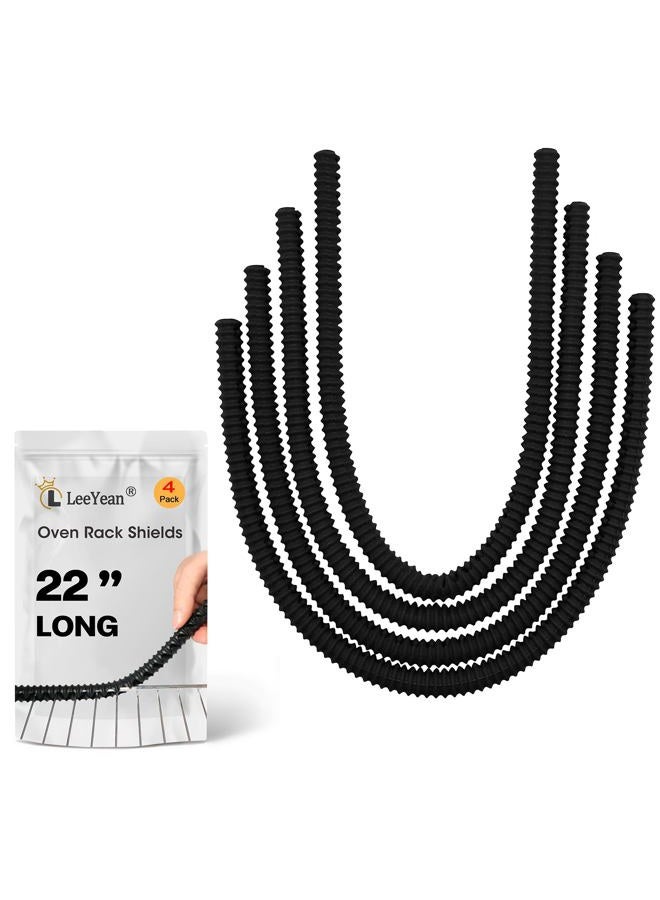 LeeYean Extra Long Oven Rack Shields 22 Inch, 4 Pack Heat Resistant Oven Guards for Racks, Food Grade Silicone Oven Rack Edge Protector, Full Length Fit on Standard-Sized Ovens, Prevents Hand and Arm Burns - Image 1