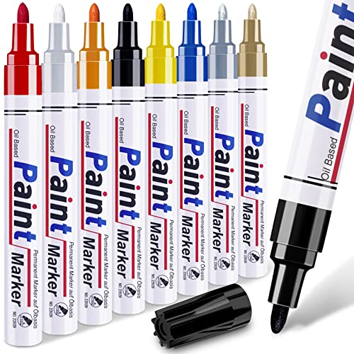 DAPAWIN 8 Colors Oil Based Paint Pens, Permanent Marker for Metal, Wood, Canvas, Fabric, Plastic, Tire, Glass, Waterproof, Safe for Kids and Adults - Image 1