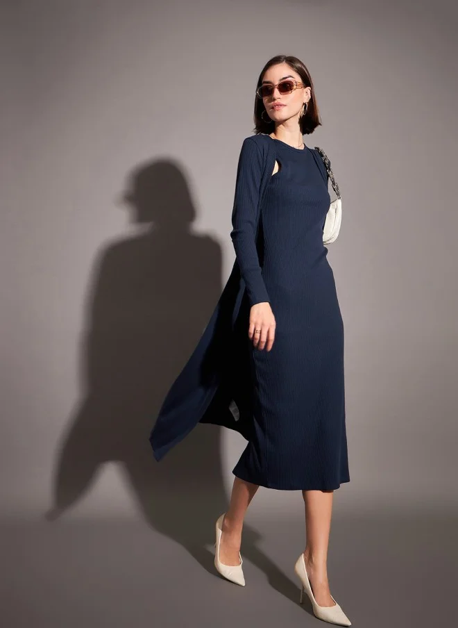 ساسافراس Navy Blue Longline Dress for Women